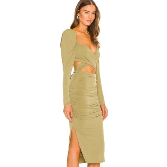 Majorelle Darla Midi Dress in Olive Green NWOT Size Small - Picture 2 of 3